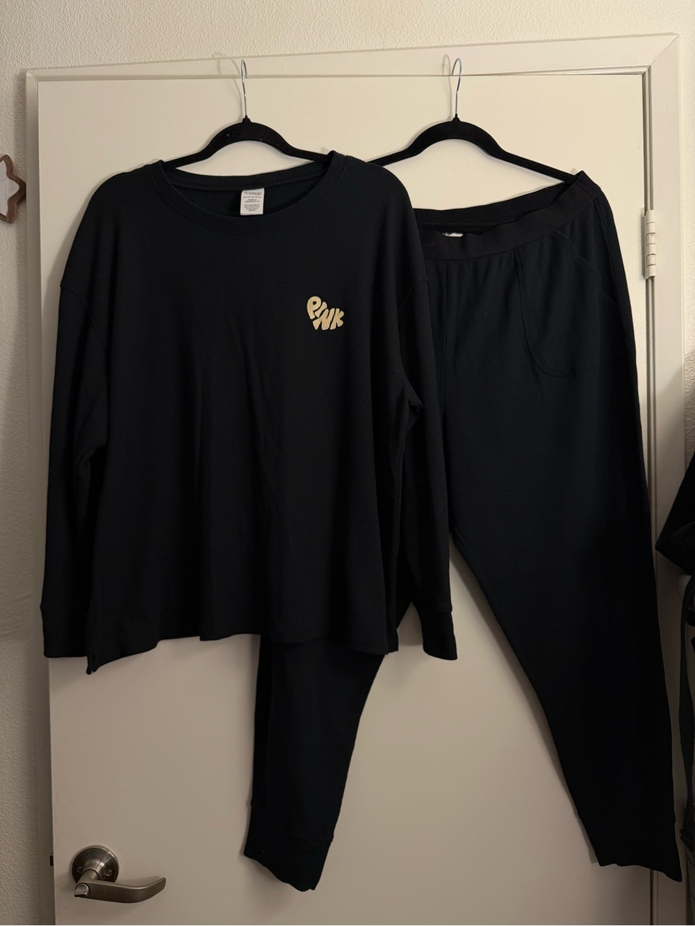 Victoria's Secret PINK Set Black Ribbed Sweatshirt
